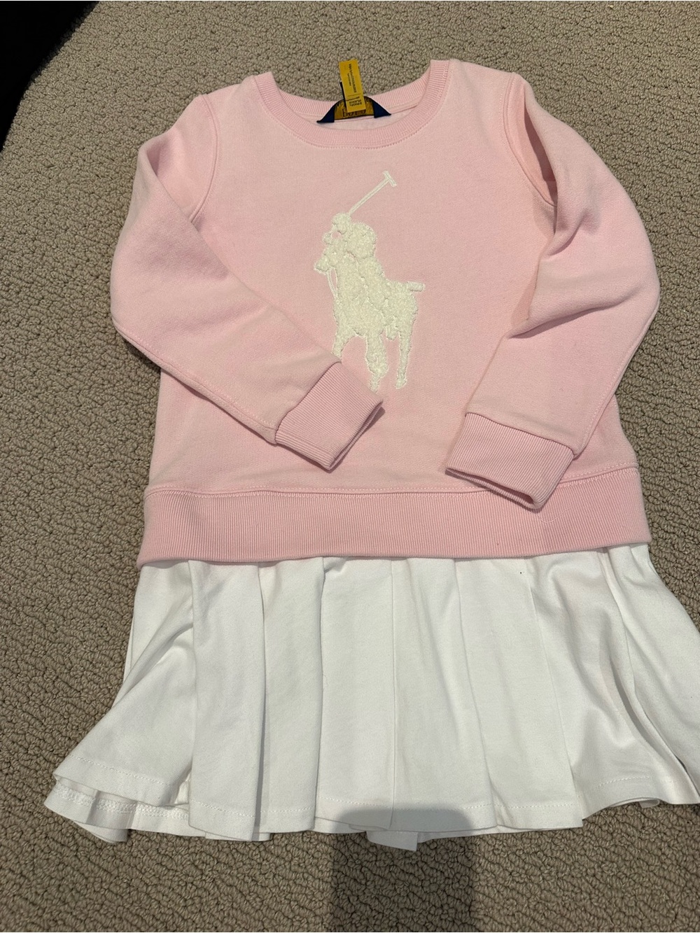 Polo by Ralph Lauren Light Pink Embroidered Sweatshirt Dress